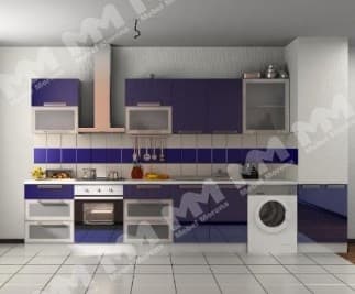 Кухня с фасадами из пластика фиолетового цвета