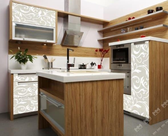  Кухня с фасадами из пластика с фантазийными узорами PC 1104